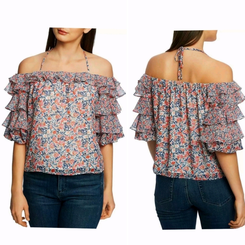 State Pink Floral Off-The-Shoulder Top